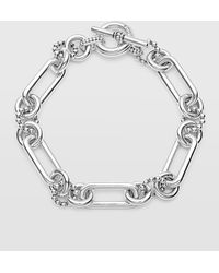 Lagos - Sterling Silver Signature Caviar Fluted Link Toggle Bracelet - Lyst