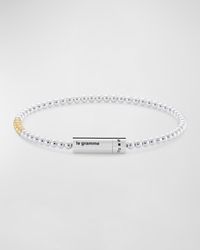 Le Gramme - Polished And Brushed Two-tone Beaded Bracelet - Lyst