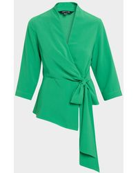 Misook - Wrap-Front Crepe De Chine Top - Lyst