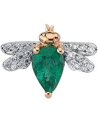 BeeGoddess - 14k Rose Gold Emerald And Diamond Honey Bee Stud Earring, Single - Lyst