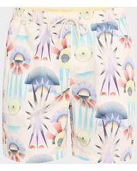 Scotch & Soda - Printed Mid-Length Swim Shorts - Lyst
