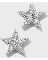 Memoire - White Gold Luna Pave Diamond Star Earrings - Lyst