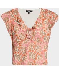 PAIGE - Farrow Ruffle V-Neck Top - Lyst