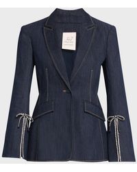 Cinq À Sept - Cheyenne Denim Crystal Bow Blazer - Lyst