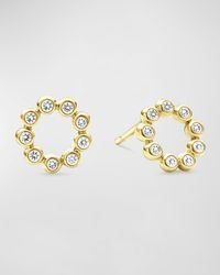 Lagos - 18k Gold And Diamond Petite Circle Stud Earrings - Lyst