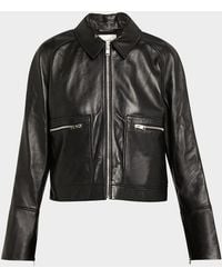 FRAME - The Leather Zip Jacket - Lyst