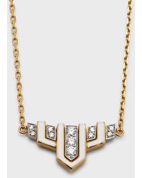 David Webb - 18k Gold White Enamel Scape Necklace W/ Diamonds - Lyst