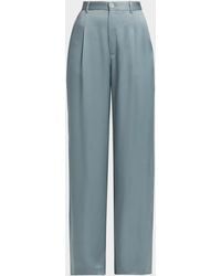 LAPOINTE - High-Rise Pleated Satin Wide-Leg Pants - Lyst