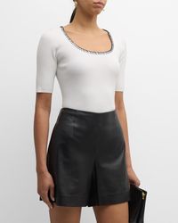 Tahari - The Valo Ribbed Whipstitch Scoop-neck Sweater - Lyst