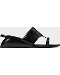 Tory Burch - 45Mm Pierced Leather Toe-Ring Wedge Sandals - Lyst