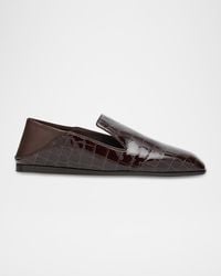 Jimmy Choo - Elliot Croc-Embossed Leather Slippers - Lyst