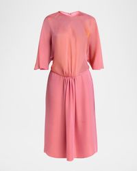 Giorgio Armani - Iridescent Chiffon 3/4-Sleeve Midi Dress - Lyst