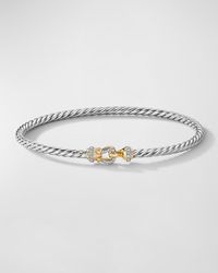 David Yurman - 3mm Buckle Helena Bracelet With Diamonds, Silver And Gold - Lyst