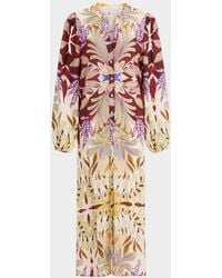Marie Oliver - Gregory Tranquility-Print Viscose Midi Dress - Lyst