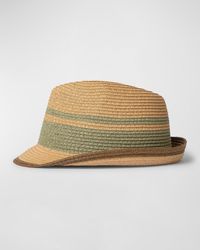 Paul Smith - Block Stripe Straw Fedora Hat - Lyst