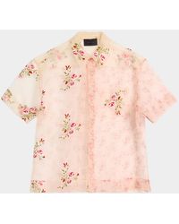 Simone Rocha - Sheer Floral Embroidered Short-Sleeve Shirt - Lyst