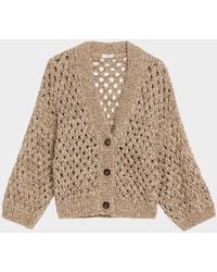 Brunello Cucinelli - Oversized Shimmer Open Knit Cardigan - Lyst