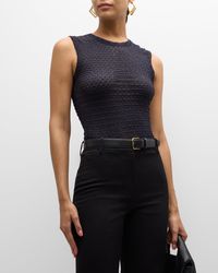 FRAME - Sleeveless Mesh-Lace Top - Lyst