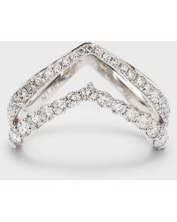 Lisa Nik - 18k White Gold Double V Sparkle Diamond Ring, Size 6 - Lyst