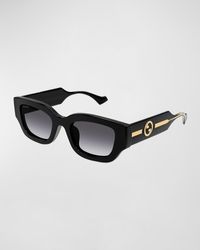 Gucci - Gg Logo Plastic Rectangle Sunglasses - Lyst