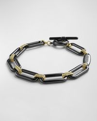 Lagos - 18k Gold And Black Ceramic Signature Caviar Link Bracelet - Lyst