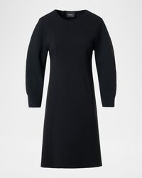 Akris - Wool Crepe Long-Sleeve Mini Dress - Lyst