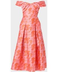 Shoshanna - Tropez Off-Shoulder Floral Jacquard Midi Dress - Lyst
