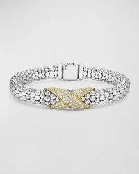 Lagos - Sterling And 18K Embrace Diamond Pave Rope Bracelet - Lyst