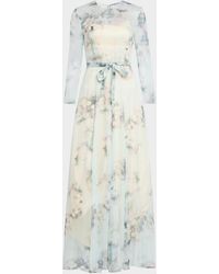 Alberta Ferretti - Floral-Print Chiffon Long-Sleeve Maxi Dress - Lyst