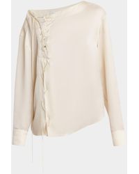 Ferragamo - Satin Lace-Up Blouse - Lyst