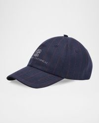 Brunello Cucinelli - Apos;S Logo Pinstripe Virgin Wool Baseball Cap - Lyst