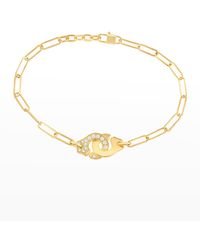 Dinh Van - Yellow Gold Menottes R10 Medium One-side Diamond Bracelet - Lyst