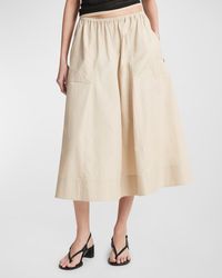 Vince - Gathered Cotton Utility Zip-Pocket Midi Skirt - Lyst