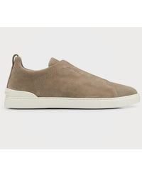 Zegna - Triple Stitchtm Slip-on Suede Low-top Sneakers - Lyst