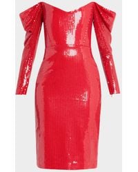 Alex Perry - Draped Off-The-Shoulder Sequin Dress - Lyst