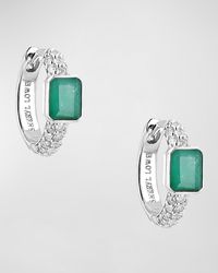 Sheryl Lowe - Emerald 3-row Diamond Huggie Earrings - Lyst