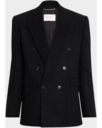 Saint Laurent - Apos;S Pinstripe Double-Breasted Peak Lapel Sport Coat - Lyst