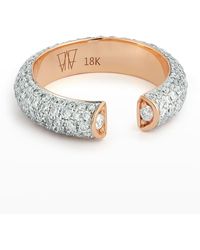 WALTERS FAITH - Thoby Rose Gold Tubular Open Band Ring With Diamond Ends Size 7 - Lyst