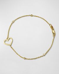 Roberto Coin - Yellow Gold Heart Diamond Bracelet - Lyst