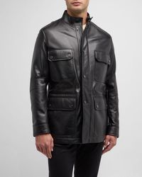 Zilli Lambskin Jacket with Crocodile Accents M