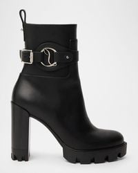 Christian Louboutin - 100Mm Dianouchett Leather Lug Sole Ankle Boots - Lyst