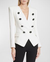 Balmain - Collarless Blazer Jacket With Rose Buttons - Lyst