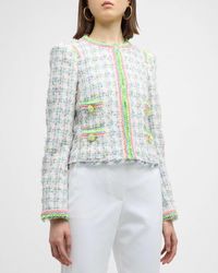 Maison Common - Cotton-Blend Tweed Jacket With Neon Rick Rack Trim - Lyst