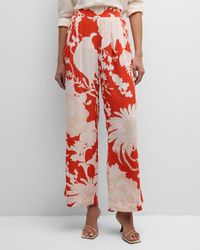 Figue - Charlotte Floral-print Pleated Wide-leg Pants - Lyst