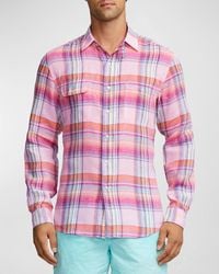 Ralph Lauren Purple Label - Cassis Plaid Linen Button-Down Shirt - Lyst