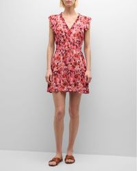 PAIGE - Muriel Floral Flutter-Sleeve Mini Dress - Lyst