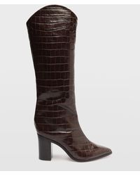 SCHUTZ SHOES - Analeah Croc-Embossed Knee-High Boots - Lyst
