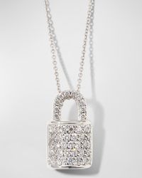 Roberto Coin - Diamond Lock Tiny Treasure Necklace - Lyst