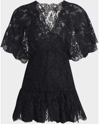 Chloé - Lace Short-Sleeve Ruffle Top - Lyst