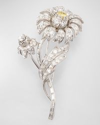 NM Estate - Estate Art Deco Platinum Diamond Flower Clip Pin - Lyst